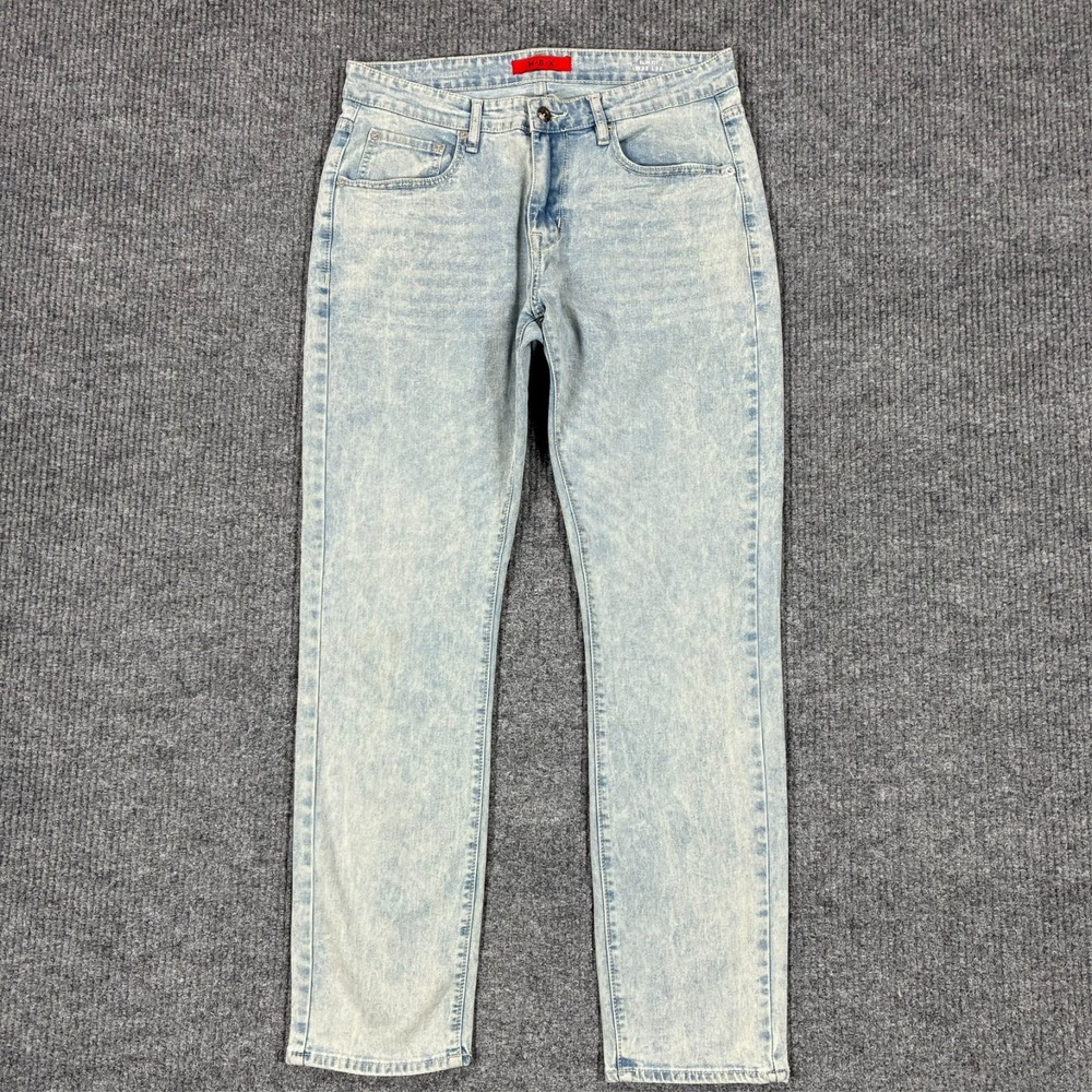 MBX Slim Fit Mens Straight Jeans Size 32x32 Light Wash Denim Stretch Low Rise